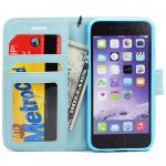 Wholesale iPhone 6 Plus 5.5 Quilted Flip PU Leather Wallet Case with Strap (Blue)